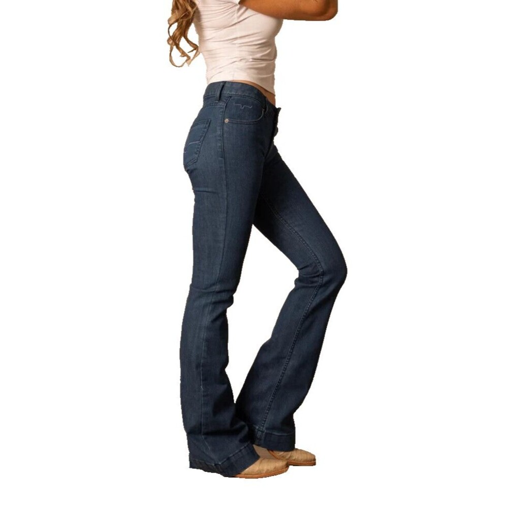Kimes Ranch Jeans Womens Lola NWT SZ 8X30 Blue Flare Trouser Cuff 2331 - Picture 5 of 7